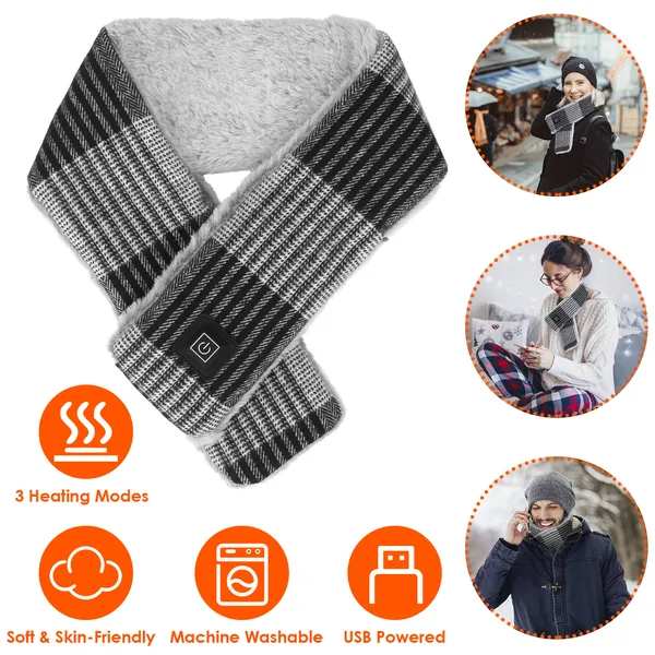 Electric Heated Scarf USB Heating Neck Wrap Unisex Winter Heated Neck Shawl For Festival Gift
