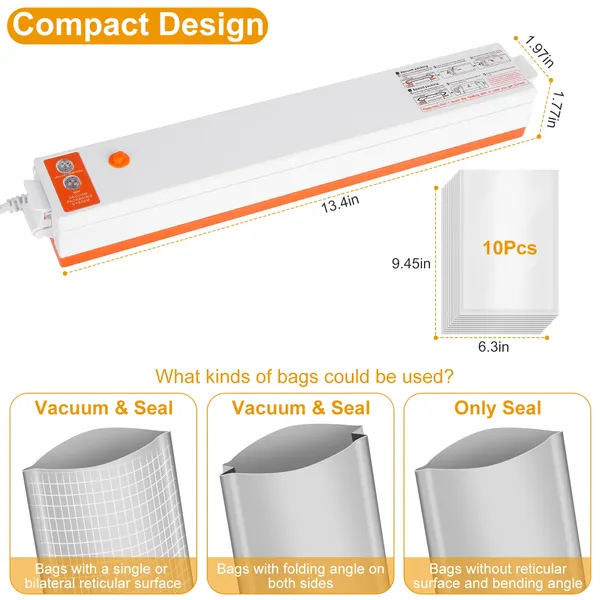 Electric Vacuum Sealer Machine Household Automatic Food Vacuum Sealer Quick Sealing System Machine — foto 2