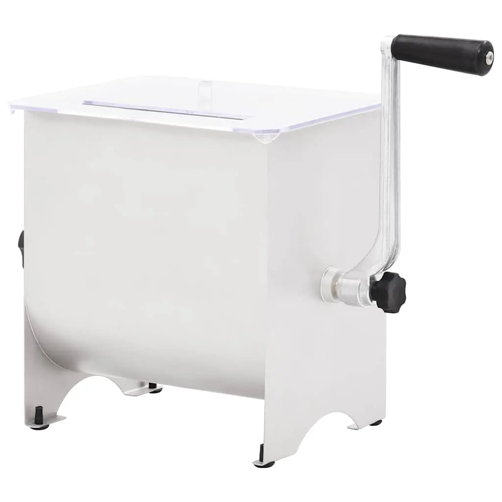 Manual Meat Mixer with Lid, Silver Stainless Steel