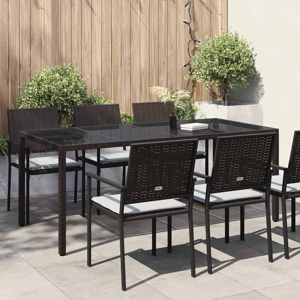 Garden Dining Table 190 x Poly Rattan Garden Dining Table Brown And Black - Shop at LoveMi
