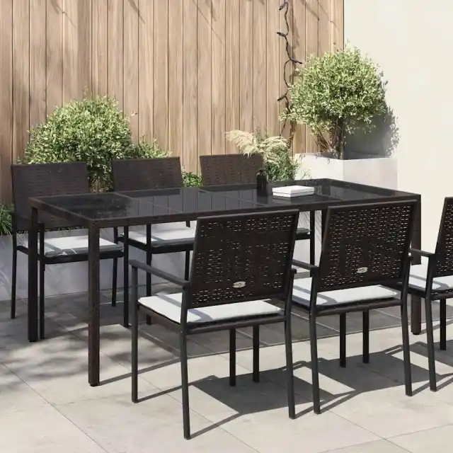 Garden Dining Table 190 x Poly Rattan Garden Dining Table Brown And Black - Shop at LoveMi