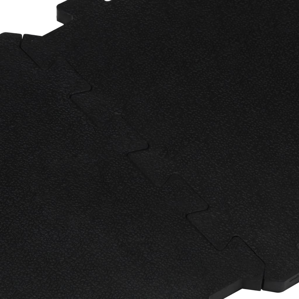 Rubber Floor Tiles, 16 Pieces, Black, 16 mm, 30×30 cm