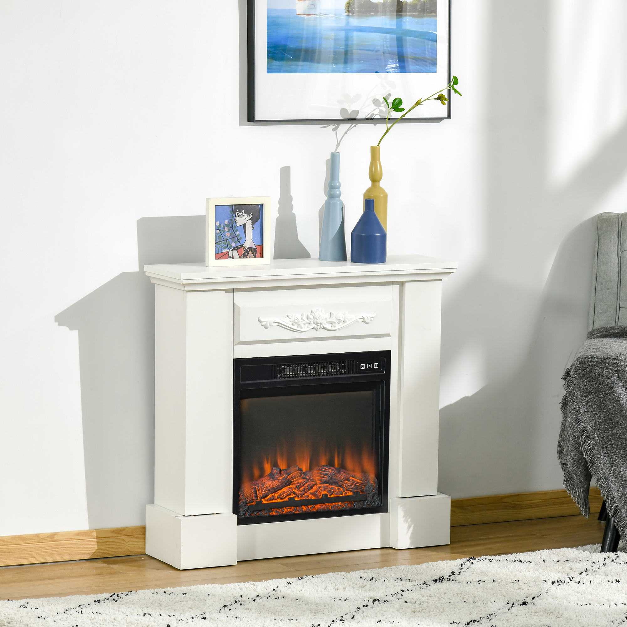 32" Electric Fireplace with Mantel - 10