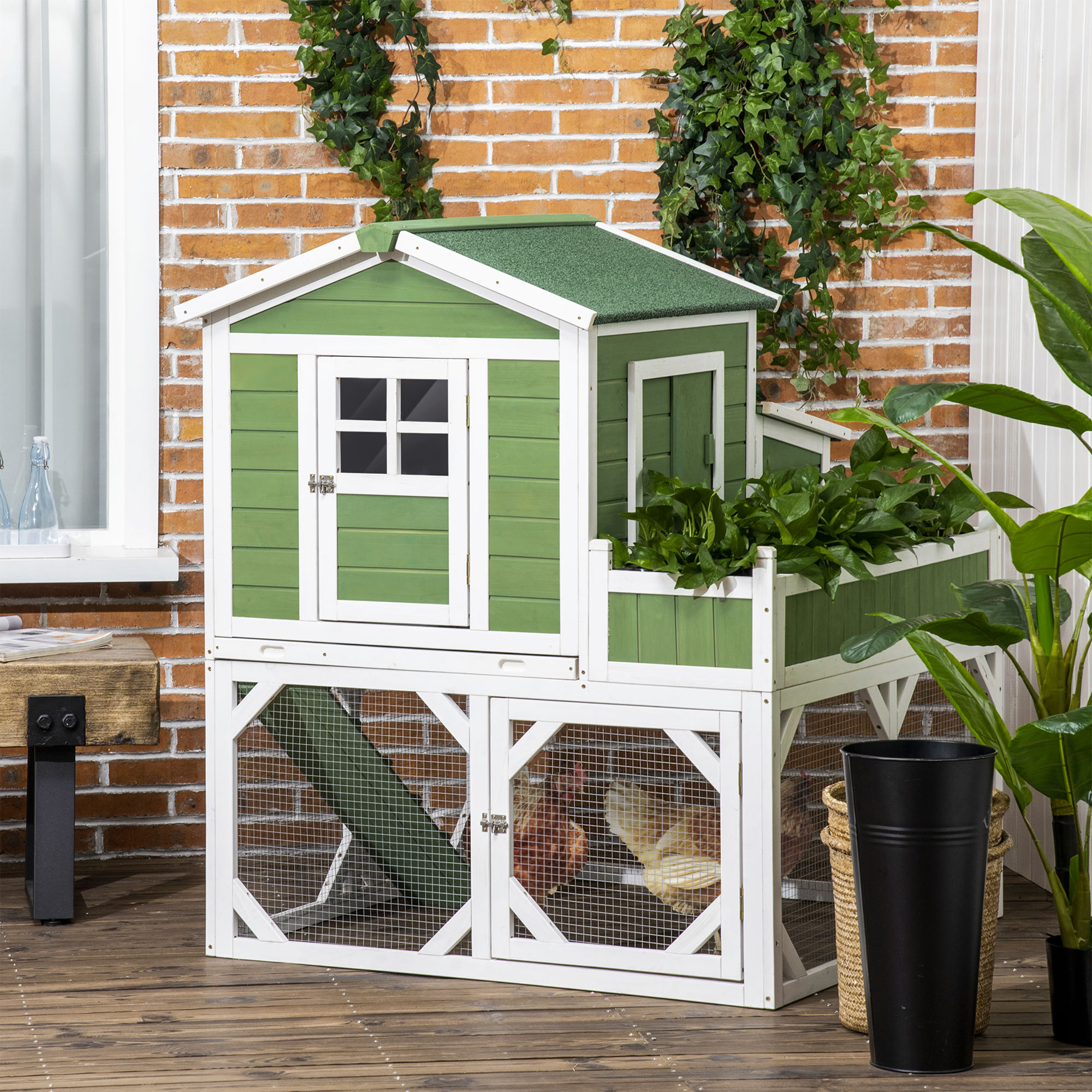 49" Small Chicken Coop Hen House with Garden Space Green - Shop at LoveMi