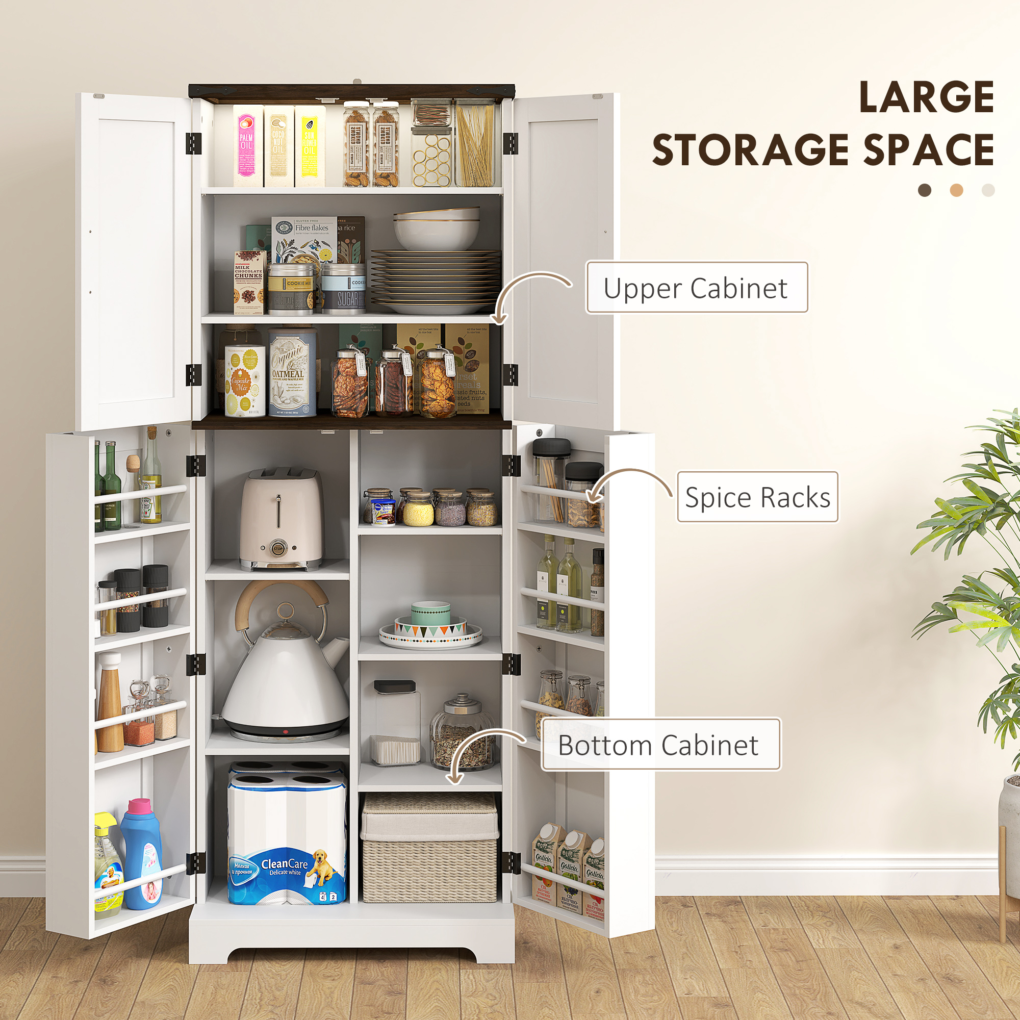 64" Tall Kitchen Pantry Cabinet with Motion Sensor Light view 5
