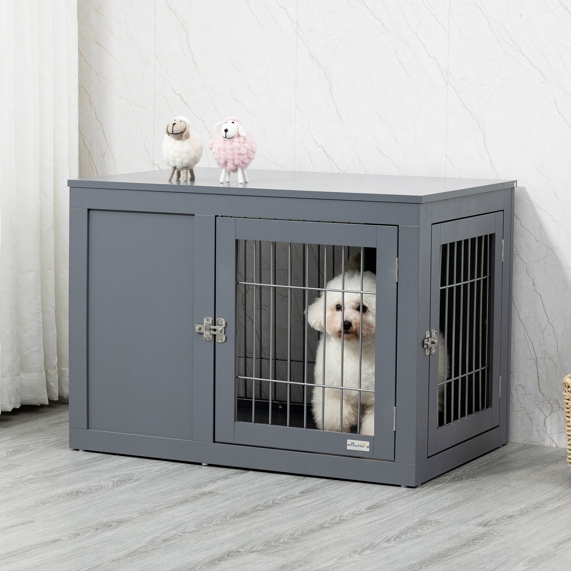 Furniture Style Dog Crate End Table Grey - Shop at LoveMi