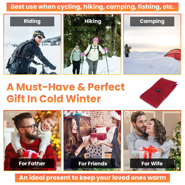 Heated Neck Wrap Warm Heated Scarf USB Powered With 3 Temperature Modes Soft Skin-Friendly Washable Scarf For Winter Camping Fishing - Image 4