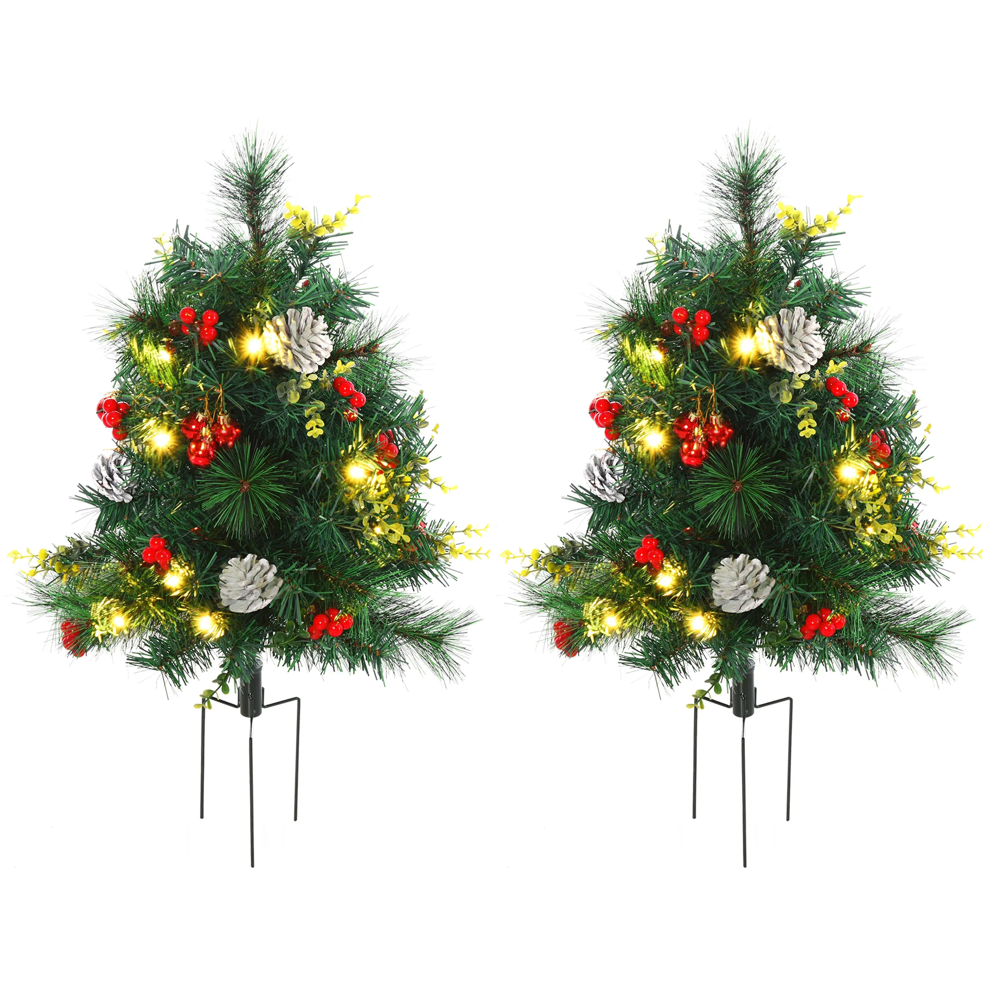 Christmas Tree 2-Pack Outdoor Pre-Lit Artificial Pine