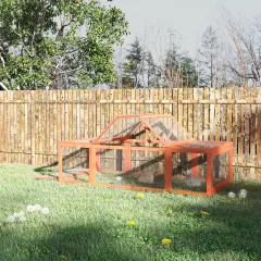 Large Rabbit Hutch Small Animal Habitat Enclosure Outdoor Run and Lockable Doors Natural - Natural Wood - View 1