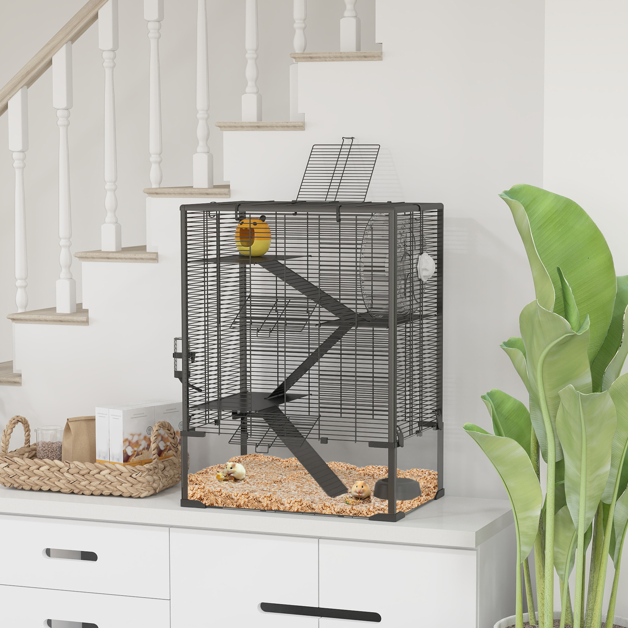 4 Tier Hamster Cage with Deep Tempered Bottom Black - Shop at LoveMi