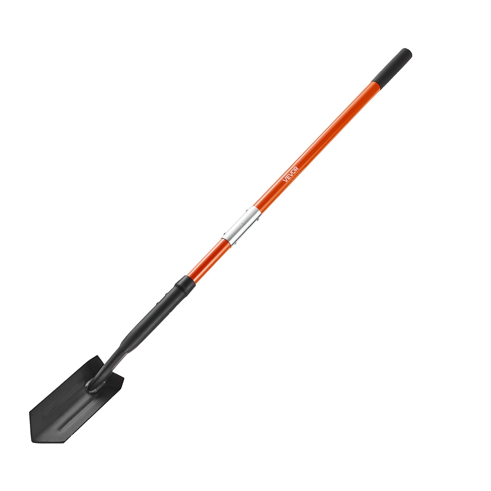Gardener using long-handle narrow spade for planting