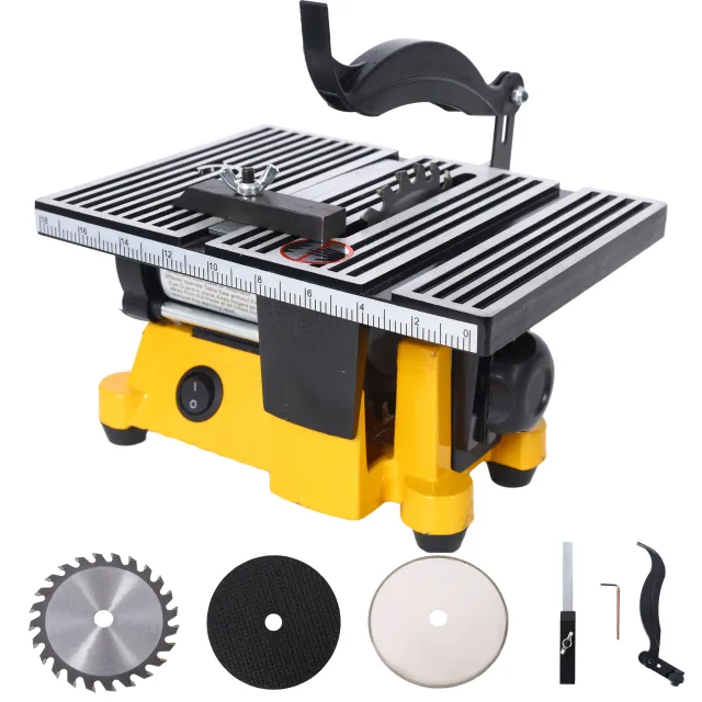 4 90W Mini Table Saw Top Cut Off Miter Saw Multifunctional Desktop Saws W 3 Blades For Precision Cut Metal Wood Frame Molding Yellow - Shop at LoveMi