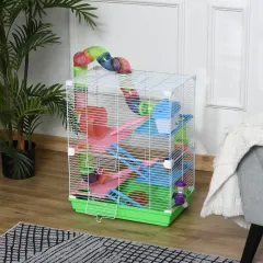 18.5" 5 Tier Hamster Cage with Tubes and Tunnels - Green - View 1