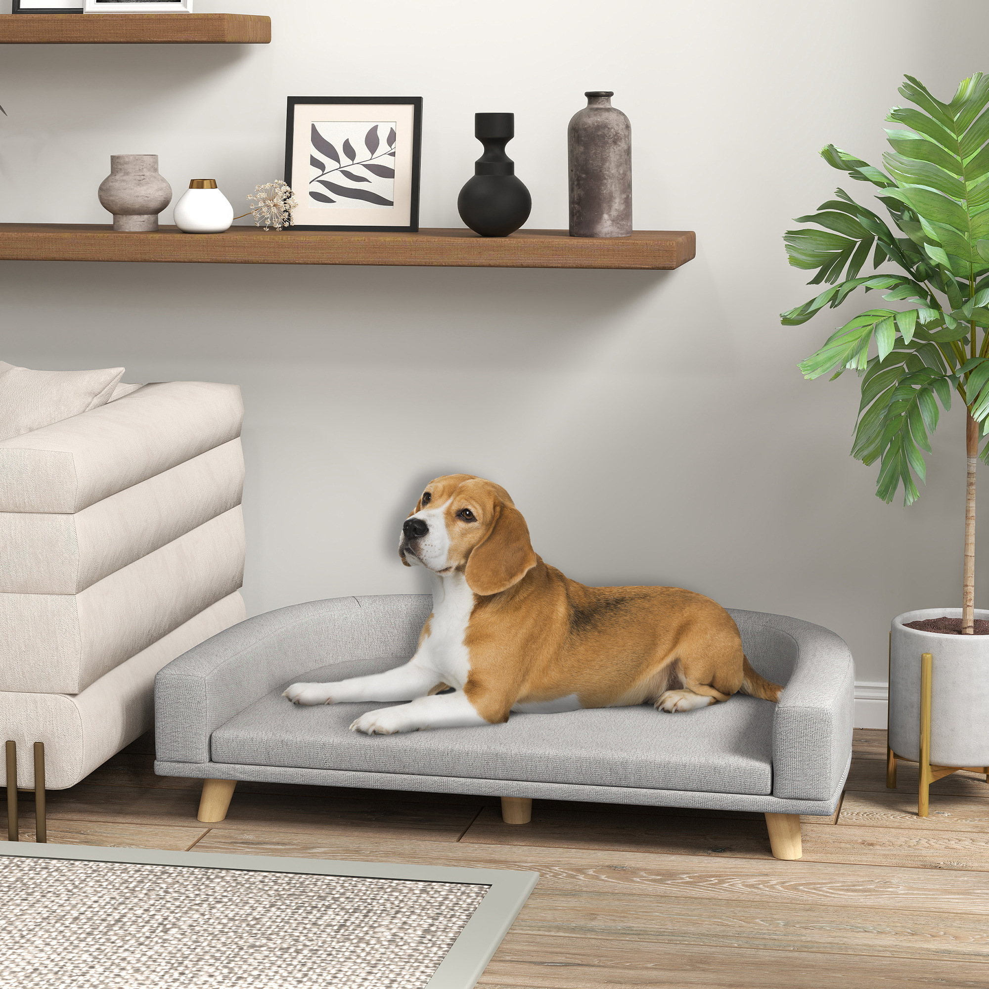 Dog Sofa Couch Bed with Washable Cushion for Large Dogs Gray - Shop at LoveMi
