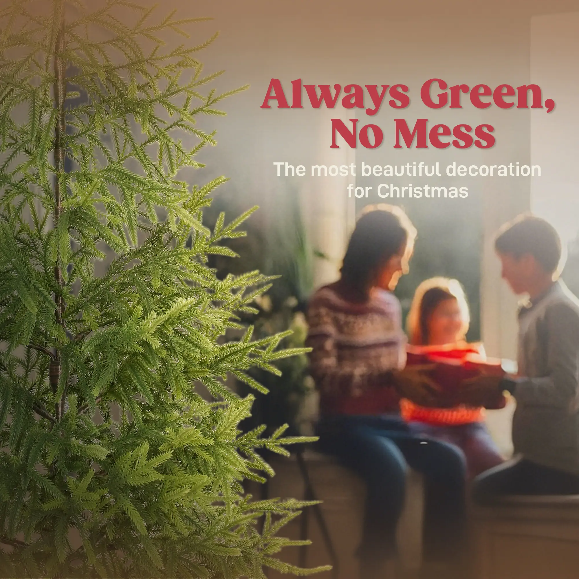 Set of 2 Artificial Christmas Tree, 4 ft Norflok Pine Xmas Tree with 133 Molded Tips and Pot Base, Easy Assembly, Green