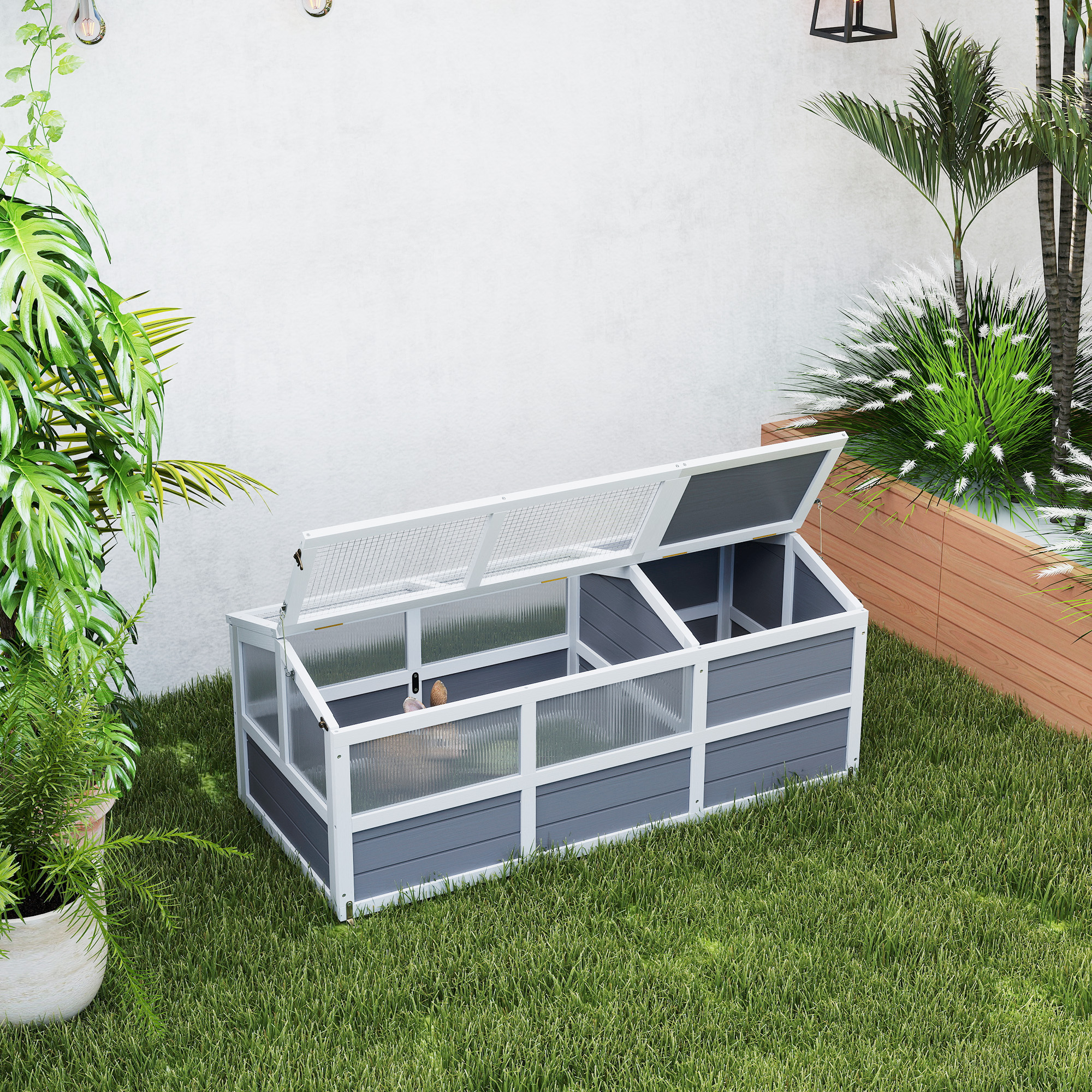 3 Room Tortoise Habitat House w/ Balcony & 2 Stories Light Gray - Shop at LoveMi