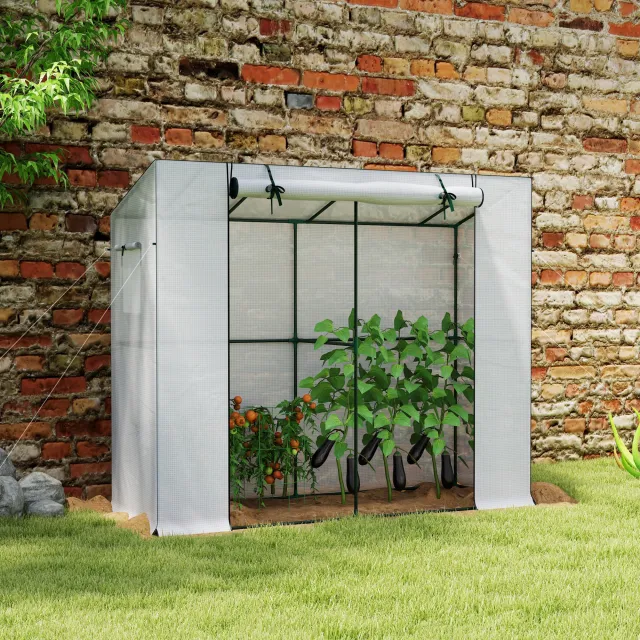 Walk in Portable Greenhouse Small Greenhouse for Outdoors with UV resistant PE Cover White - Shop at LoveMi