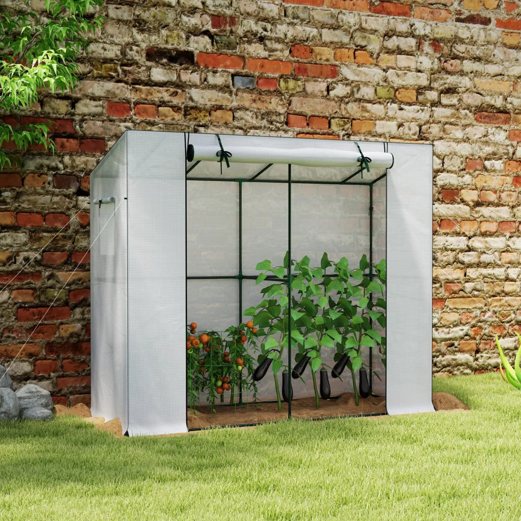 Walk-in Portable Greenhouse Small Greenhouse for Outdoors with UV-resistant PE Cover - White