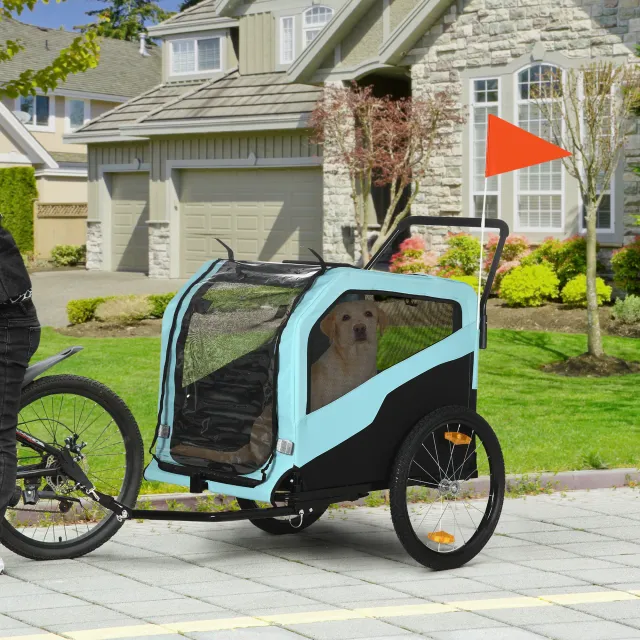 2 in 1 Dog Bike Trailer Pet Stroller Carrier for Large Dogs with Hitch Light Blue - Shop at LoveMi