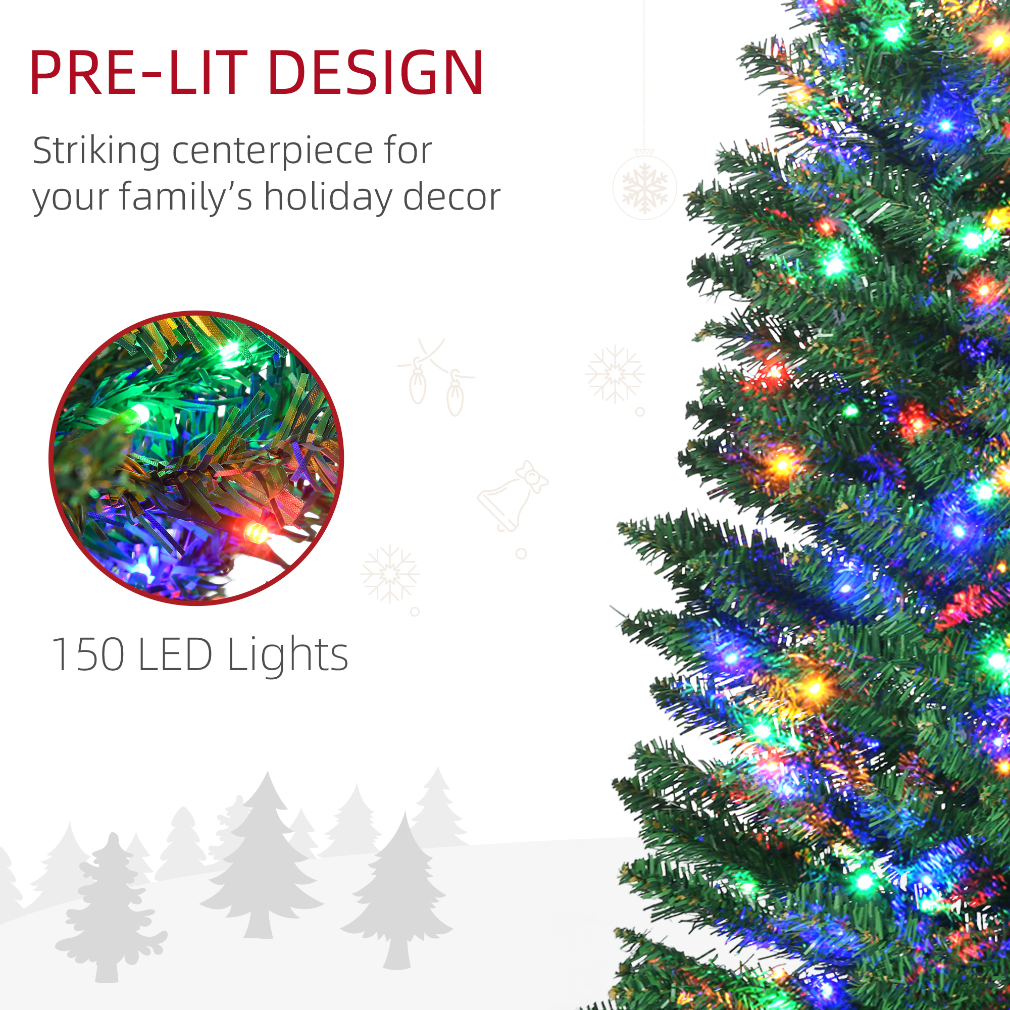 6' Artificial Pencil Christmas Trees Holiday Decoration with Colorful LED Lights image 5