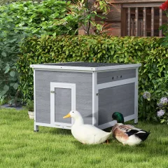 Duck Coop with Openable Roof - Light Gray - View 1