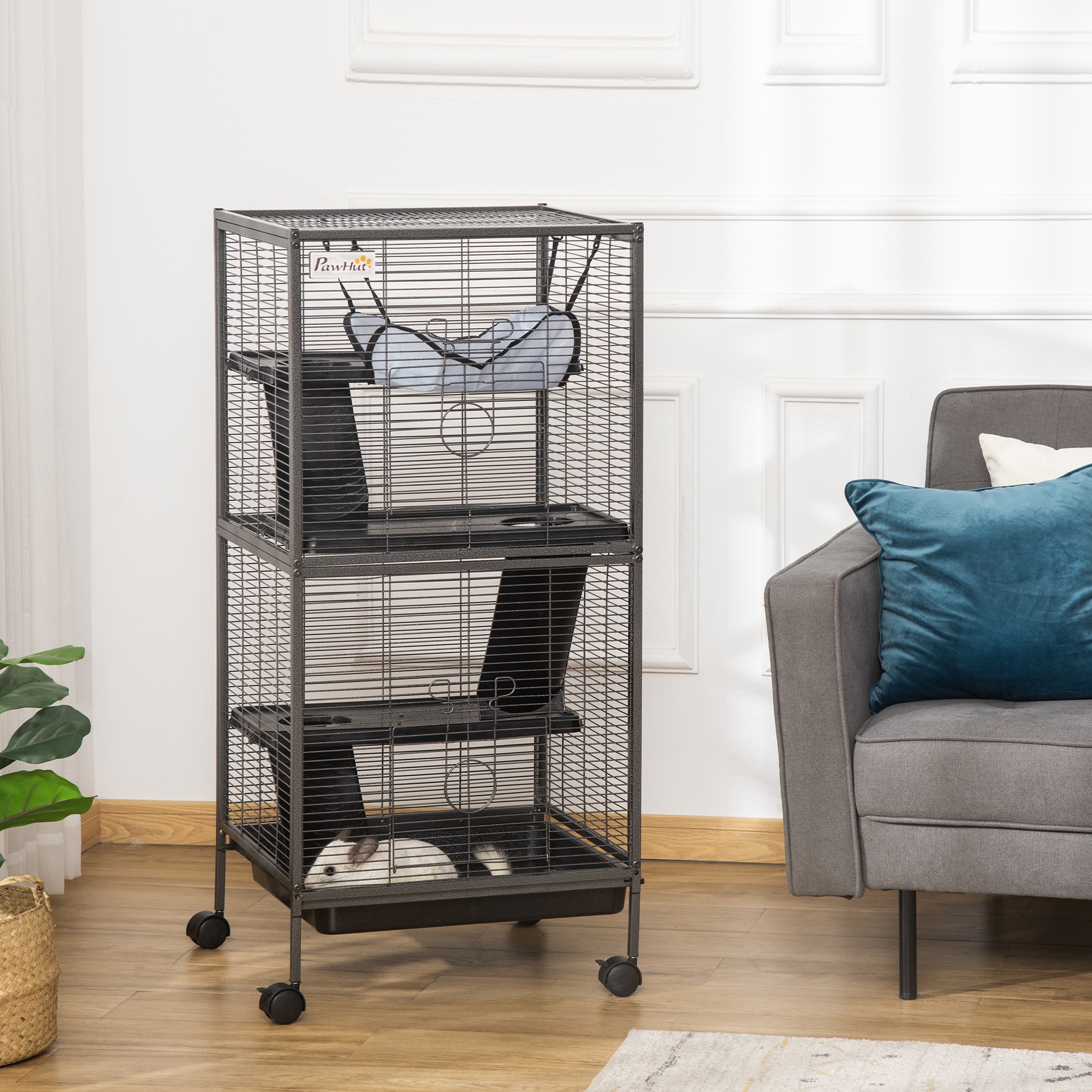 Small Animal Cage Rolling Big Ferret Cage Gray - Shop at LoveMi
