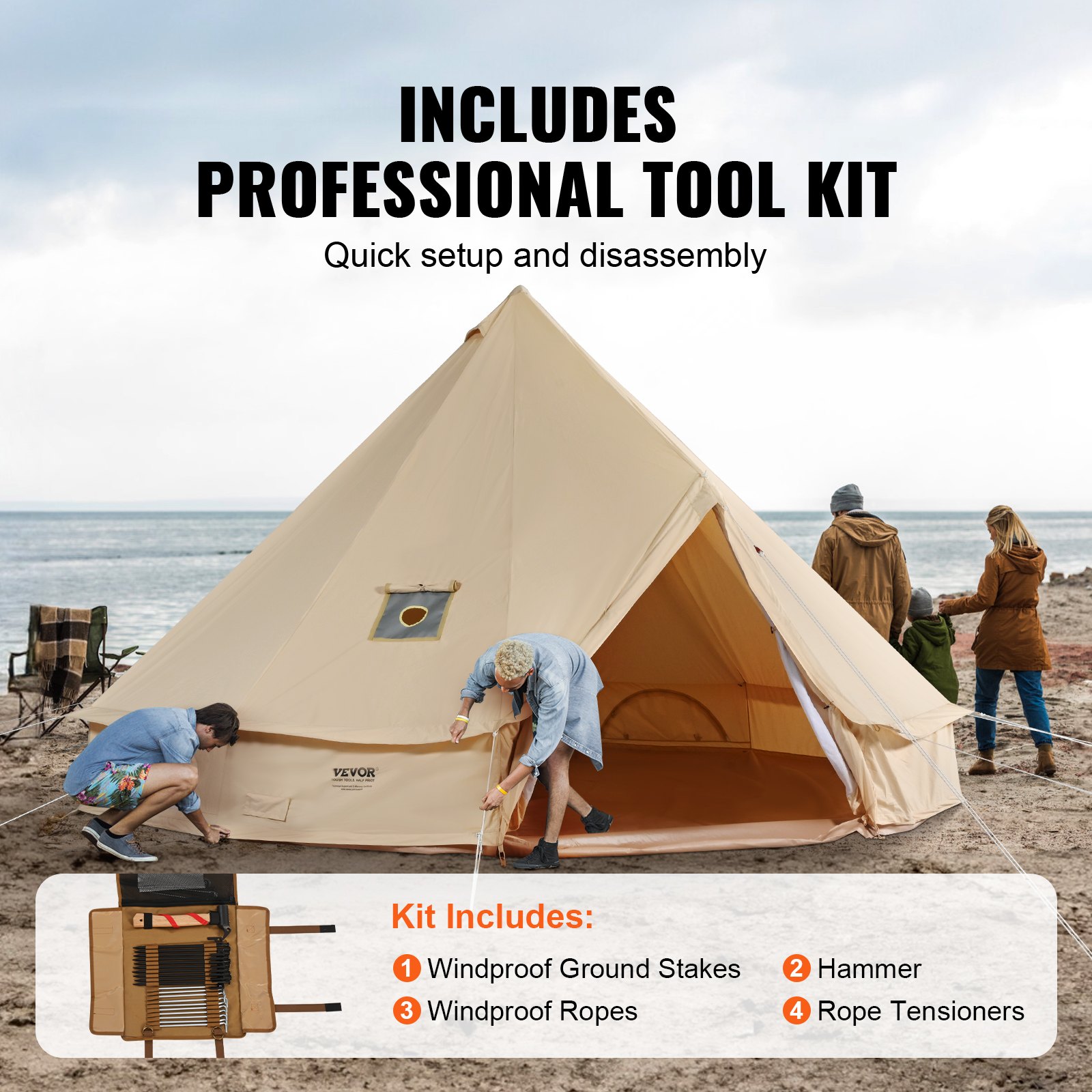 Canvas Bell Tent, 4 Seasons 4 M/13.12 Ft Yurt Tent, Canvas