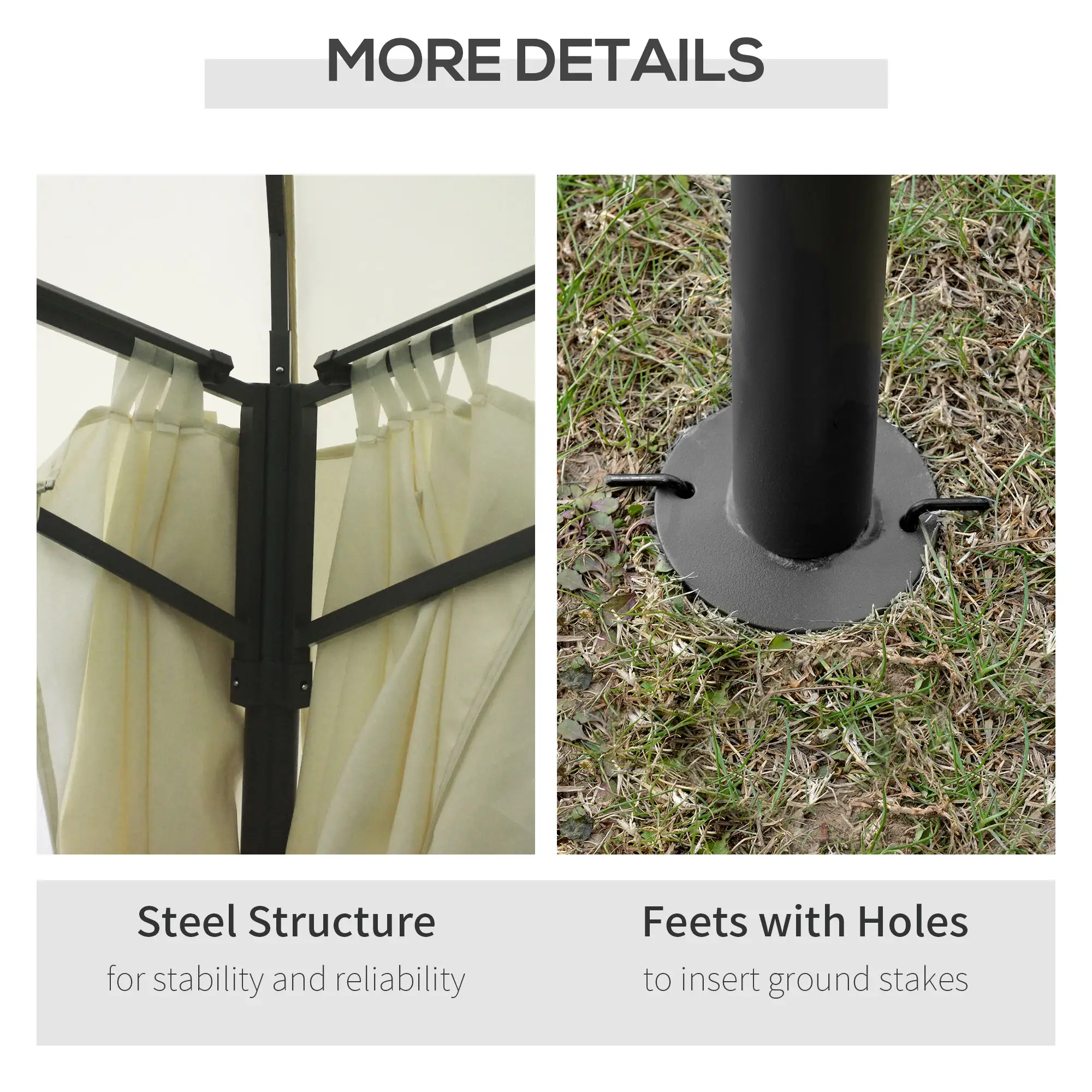 10 x 13 Outdoor Gazebo Patio Gazebo Canopy, Double Vented Roof, Steel Frame, Curtain Sidewalls, Sun Shade Shelter for Garden, Lawn, Backyard, Deck, Beige