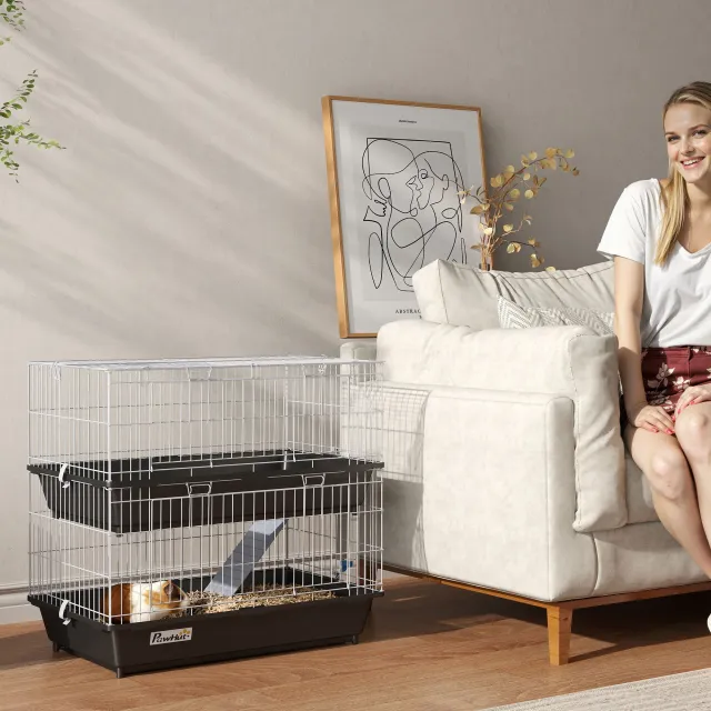 2 Tier Small Animal Cage with 2 Doors Black - Shop at LoveMi