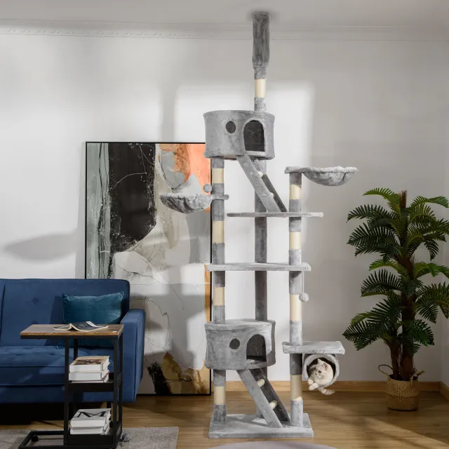 31" Cat Tree Tower with Scratching Posts Light Gray - Shop at LoveMi