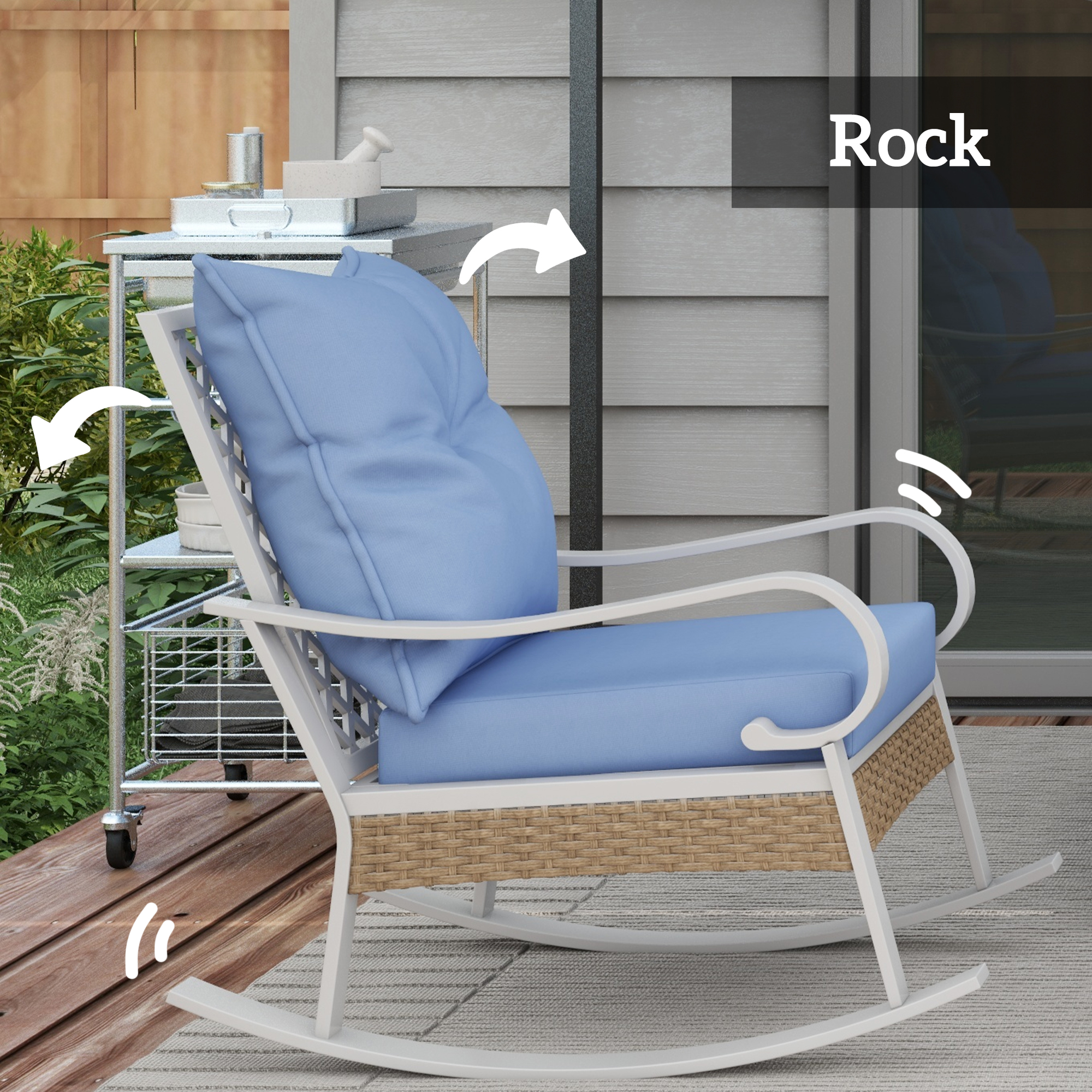 4-Piece Patio Furniture Set with Rocking Chairs & Loveseat - Image 2