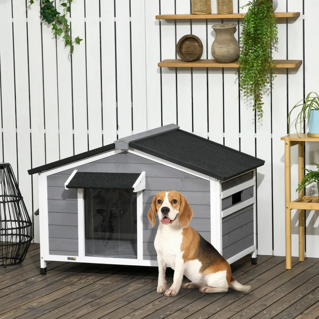 Dog House Outdoor with Porch - Gray