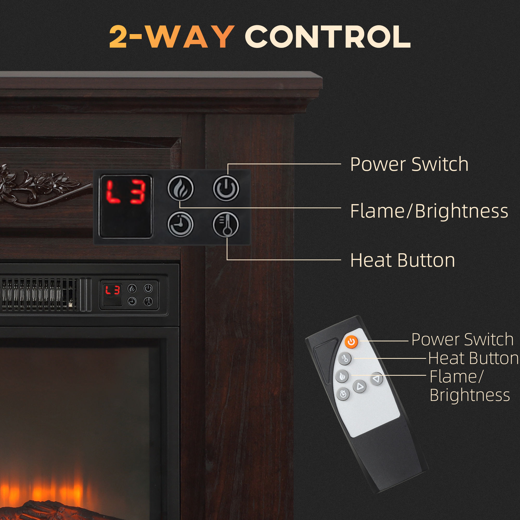 32" Electric Fireplace with Mantel - 5