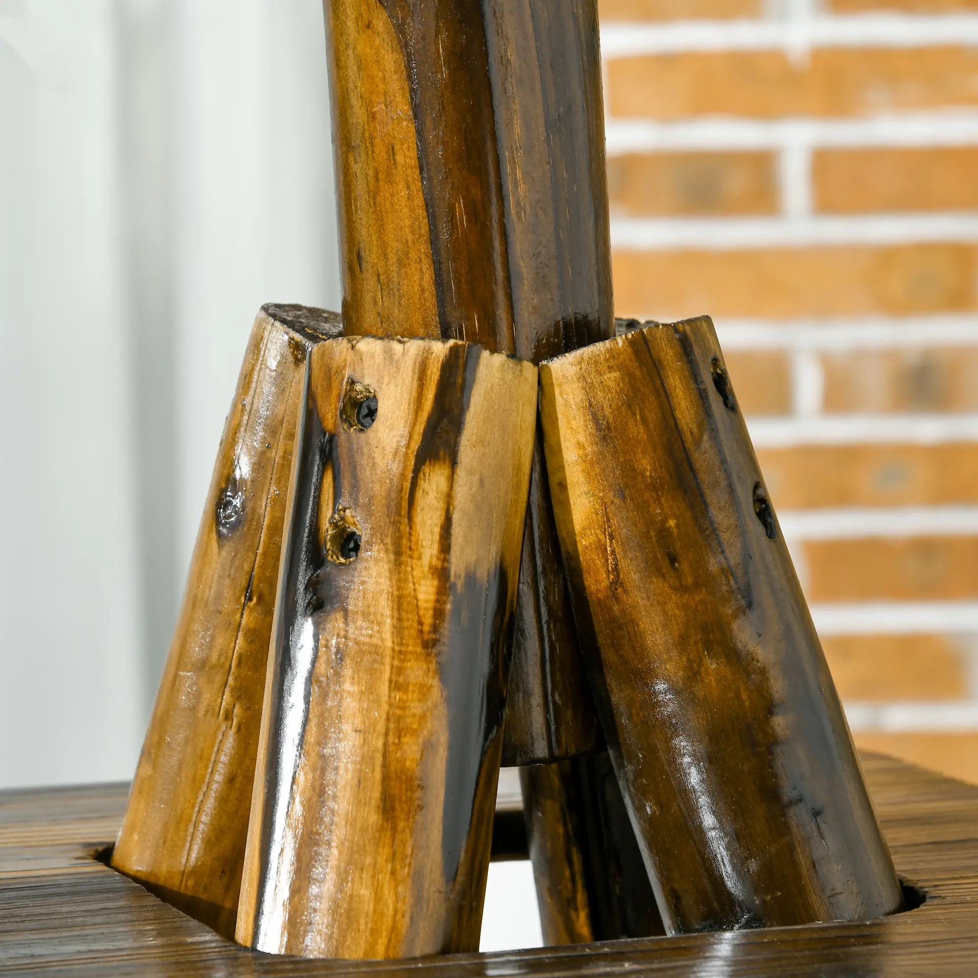 Windmill Weather Vane, Wind Vane with Bottom Shelf, Steel Windmill Head, Stained Wood