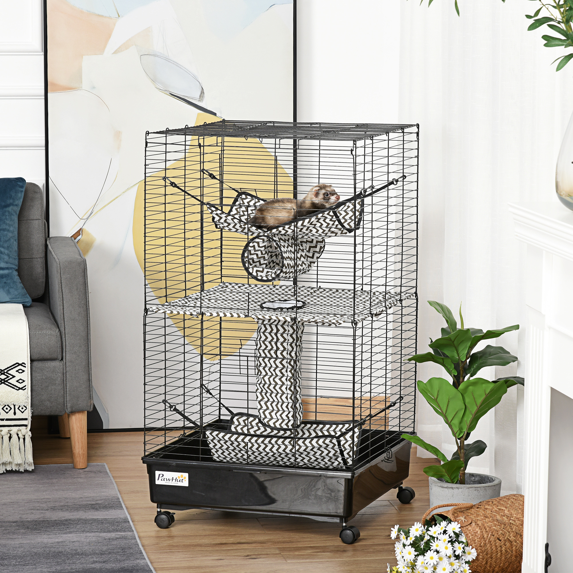 Small Animal Cage Rolling Big Ferret Cage Black - Shop at LoveMi