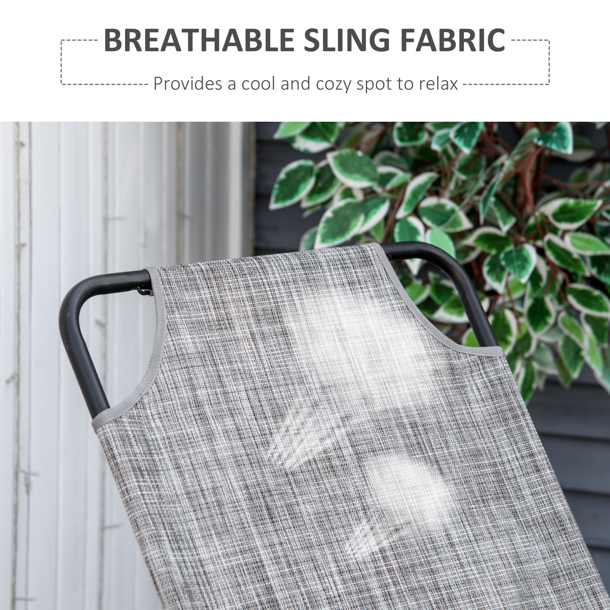 Garden Rocking Chair, Outdoor Indoor Sling Fabric Rocker for Patio, Balcony, Porch, Gray and Brown