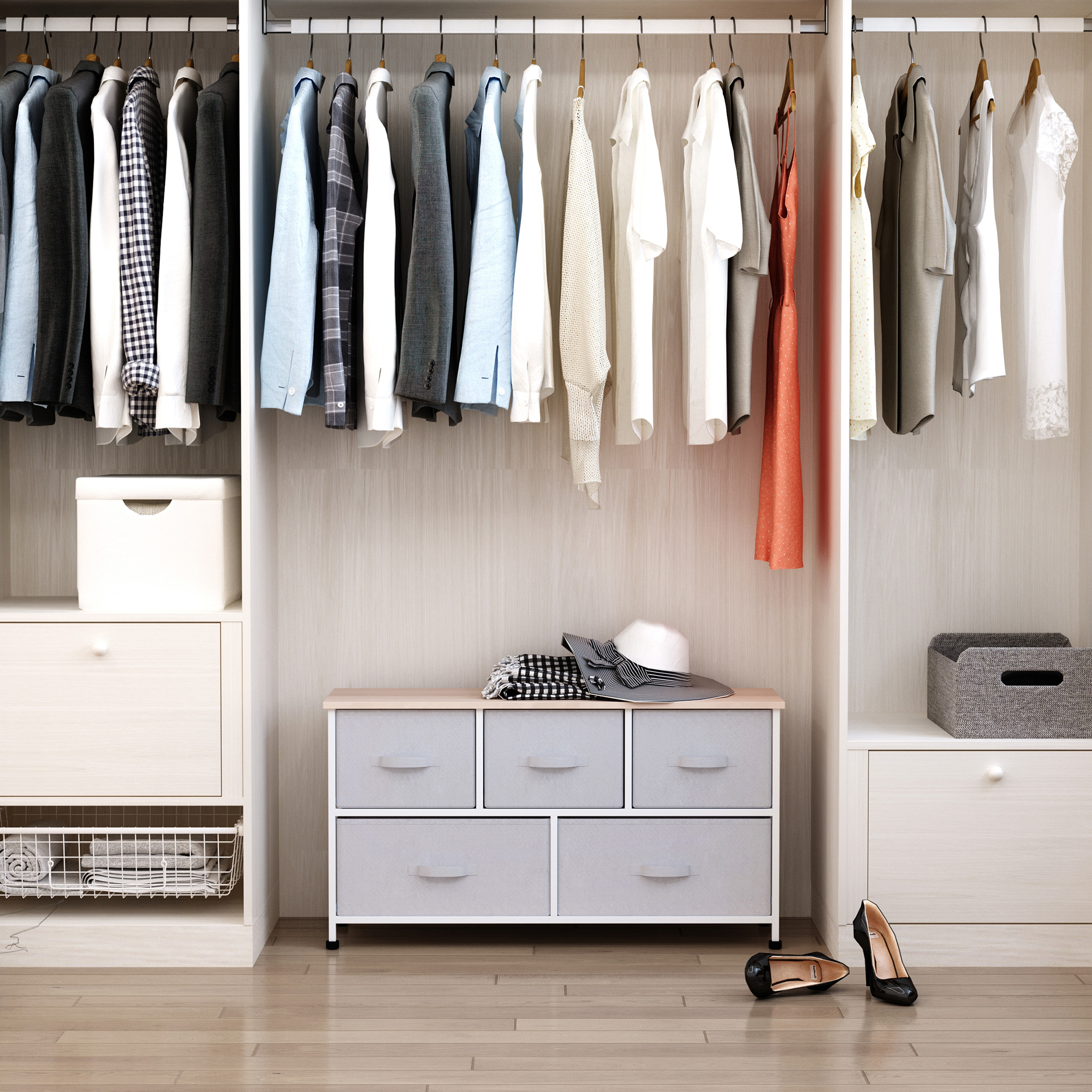 40" L 5 Drawer Horizontal Storage Cube Dresser Unit Bedroom β photo 2