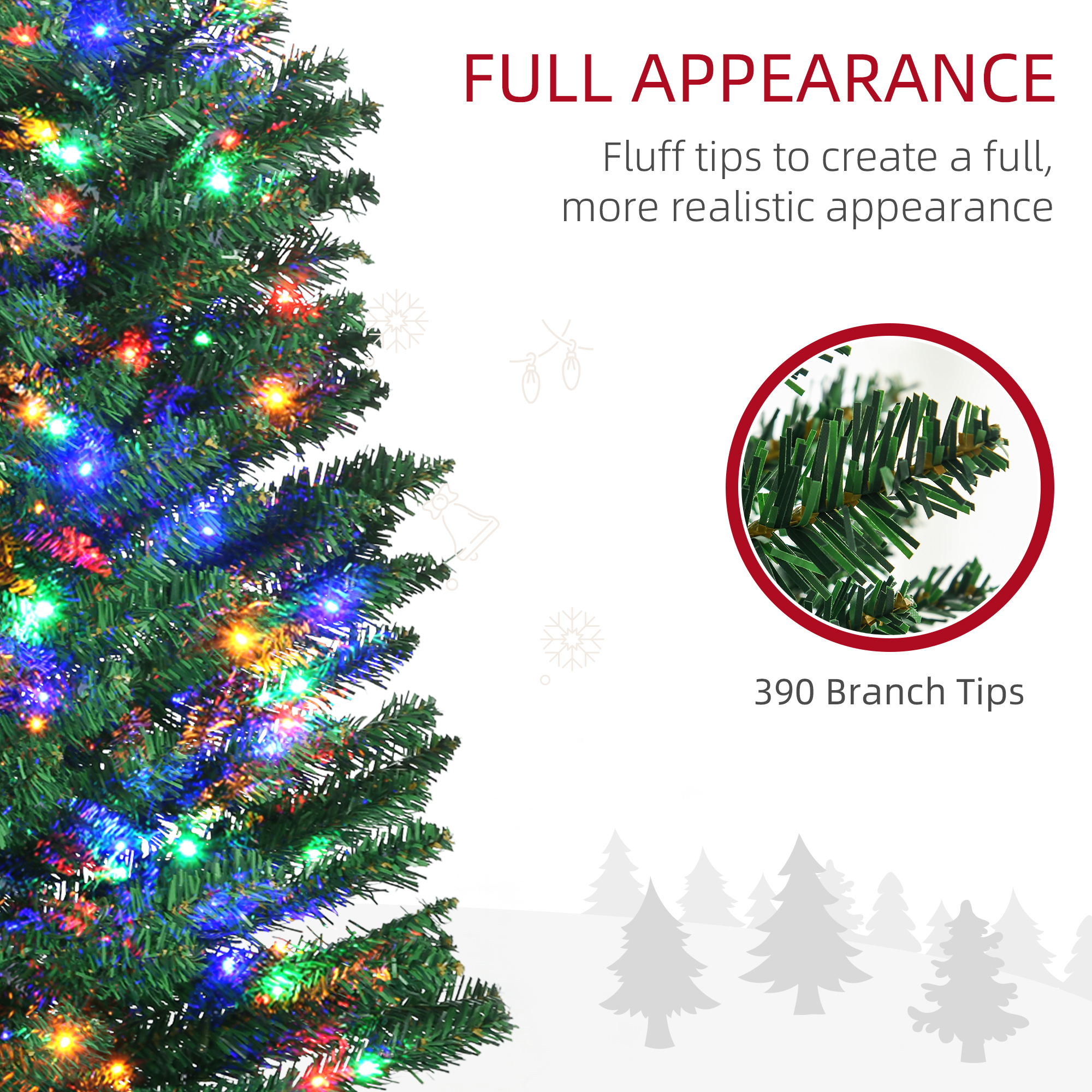 6' Artificial Pencil Christmas Trees Holiday Decoration with Colorful LED Lights image 4
