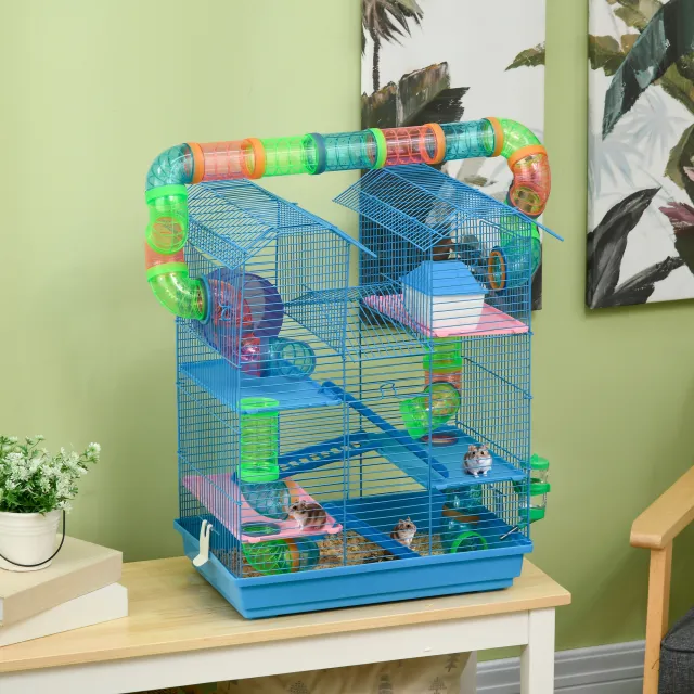 18.5" 5 Tier Hamster Cage with Tubes and Tunnels Sky Blue - Shop at LoveMi