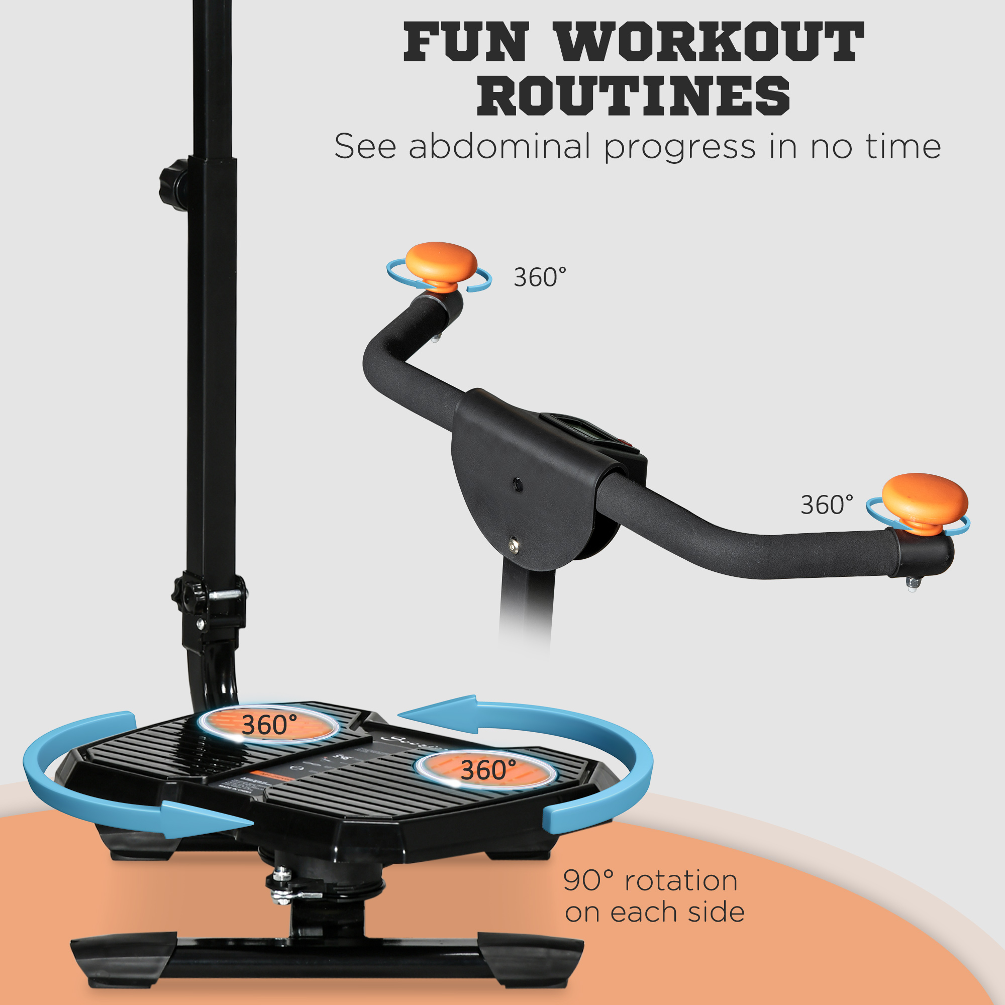 Foldable Ab Twister Board for Waist Trimming with LCD Display, Ab Workout Equipment for Women and Men, Orange