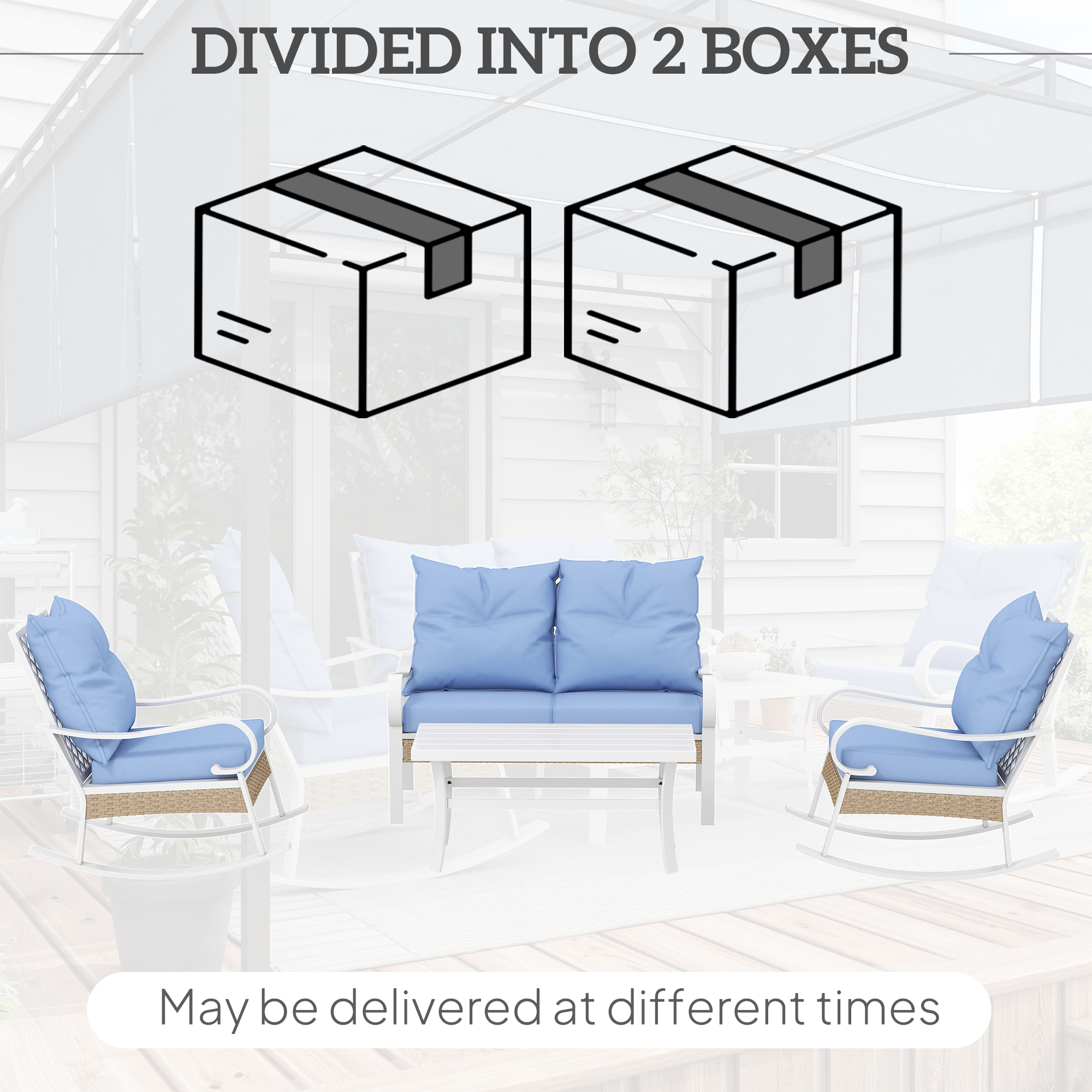 4-Piece Patio Furniture Set with Rocking Chairs & Loveseat - Image 5