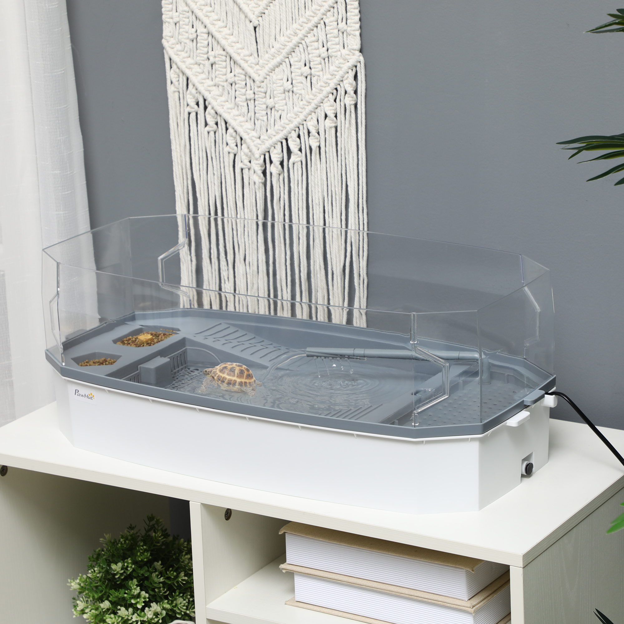 Turtle Tank Kit, Turtle Aquarium with Basking Platform, Water Pump, Filter Layer Design, Full View Visually Reptile Habitat, Easy to Clean and Chan... White - Shop at LoveMi