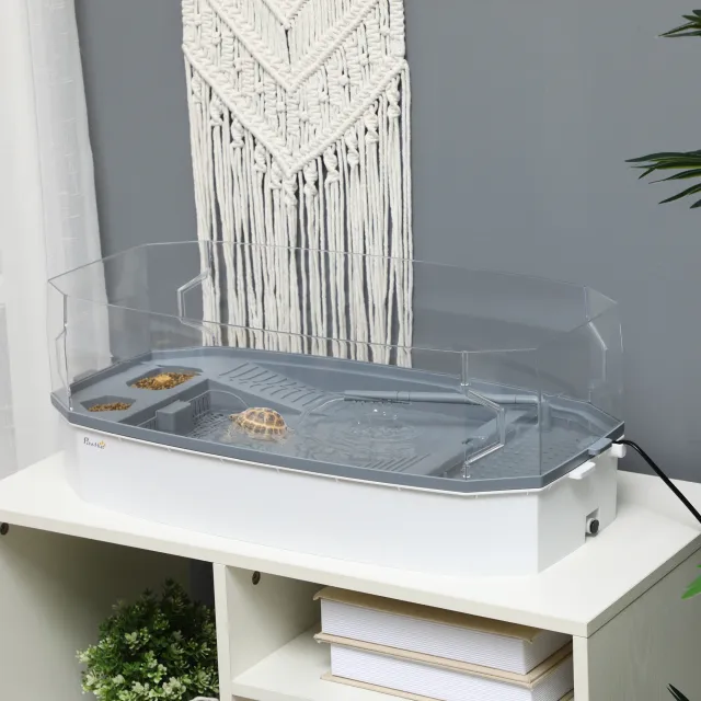 Turtle Tank Kit, Turtle Aquarium with Basking Platform, Water Pump, Filter Layer Design, Full View Visually Reptile Habitat, Easy to Clean and Chan... White - Shop at LoveMi