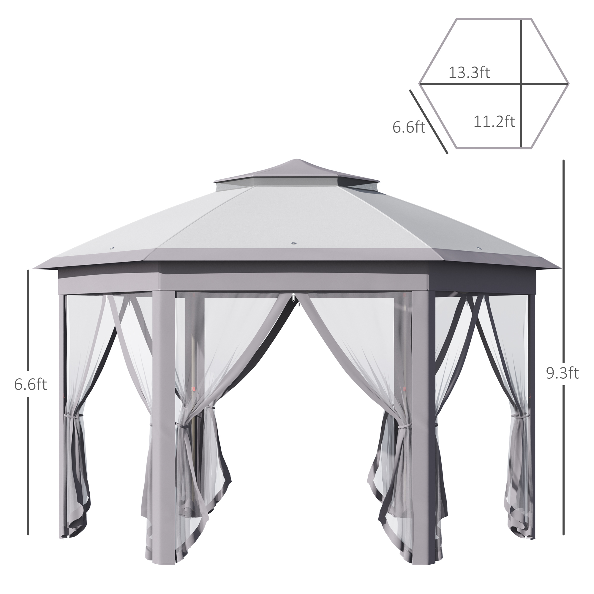 11′ x 13′ Pop Up Gazebo Canopy Tent with Zippered Sidewalls and Carrying Bag