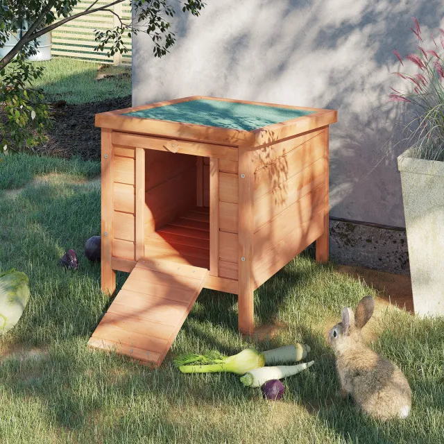 Small Rabbit Hutch Bunny Cage Guinea Pig Cage Duck House Dog House with Openable & Waterproof Roof Natural - Shop at LoveMi
