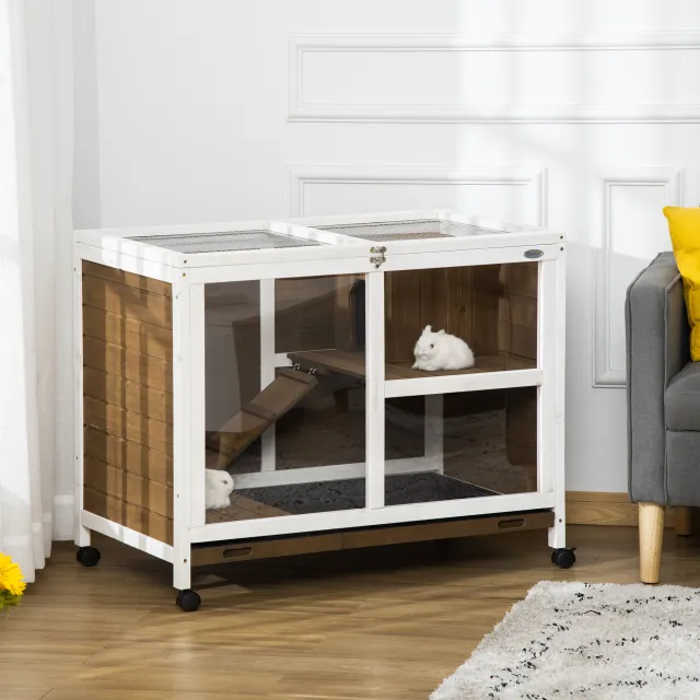 Desk/Table Sized Rabbit Hutch with Wheels Brown - Shop at LoveMi
