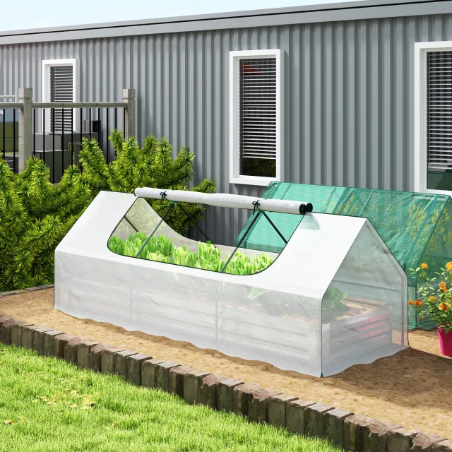 8.6 x Raised Garden Bed with Mini Greenhouse White - Shop at LoveMi