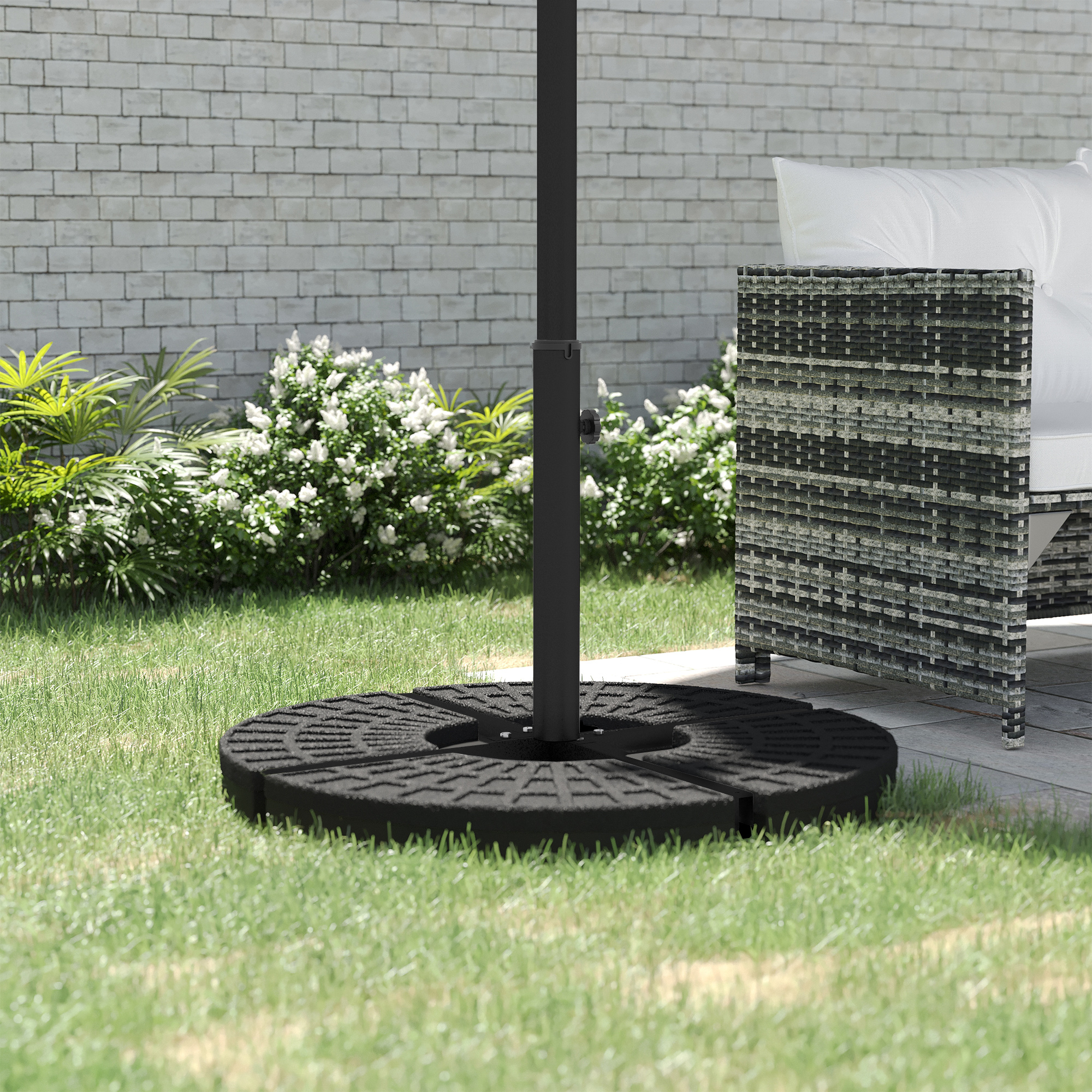 Outdoor Universal Cross Brace Stand for Small Offset Umbrella or Large Market Umbrella, Black
