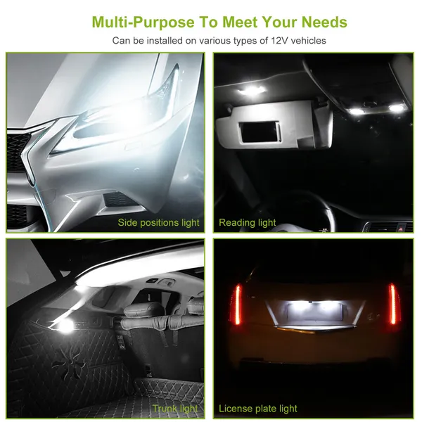 10PCS T10 LED Bulbs 194 LED Lights 12V 1W 5730 Xenon White Wedge Base LED Replacement Bulbs For License Plate Parking Position Interior Lights - Image 3