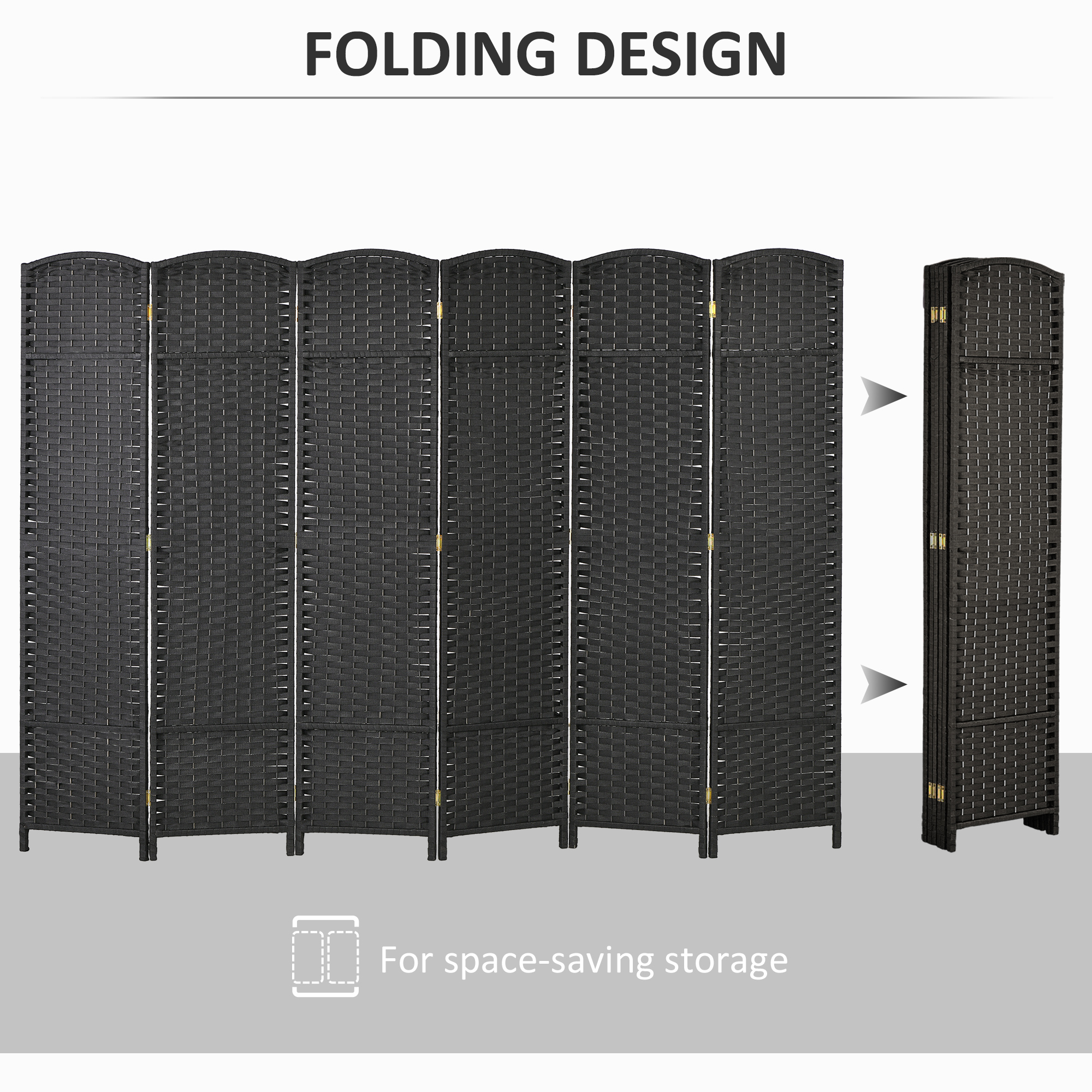 Folding Room Divider Screen 6 Panel 5.6 Tall Privacy Screen Freestanding Room Partition for Home Office… image 4